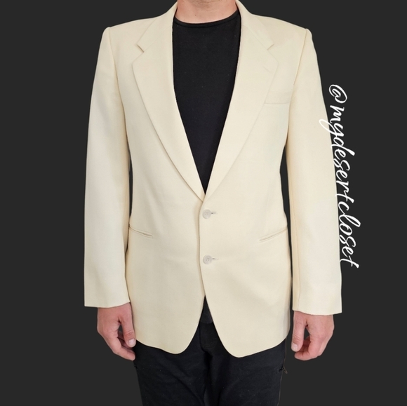 Yves Saint Laurent Vintage Off White Wool Fitted Jacket